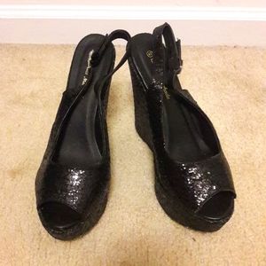 Black Glitter Wedge